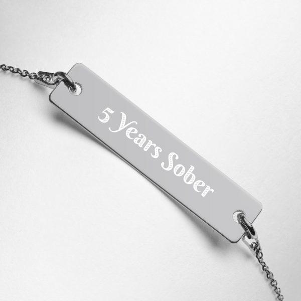 Years sober engraved bar chain bracelet